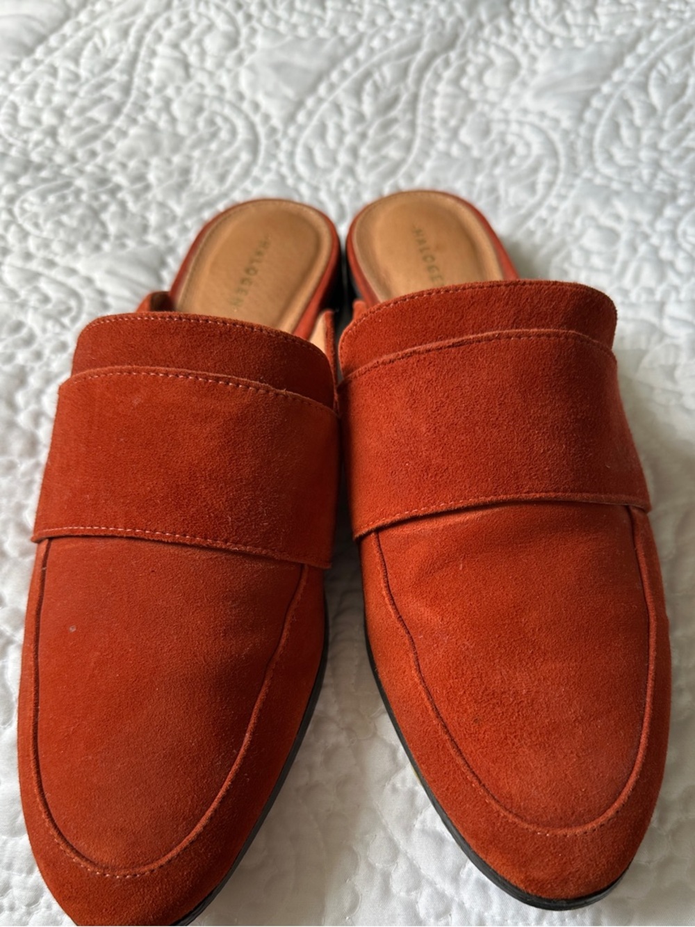 Halogen Rust Suede Slip-On Mules